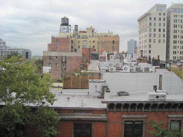 Brooklyn Heights. Henry Street directly below, Manhattan view obstructed by the rear of the Bossert Hotel.